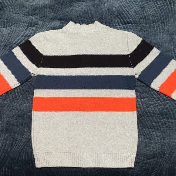 NWT Gymboree Boy’s Grey Striped Pullover Mock Neck Sweater Size L (10-12) - Picture 2 of 4
